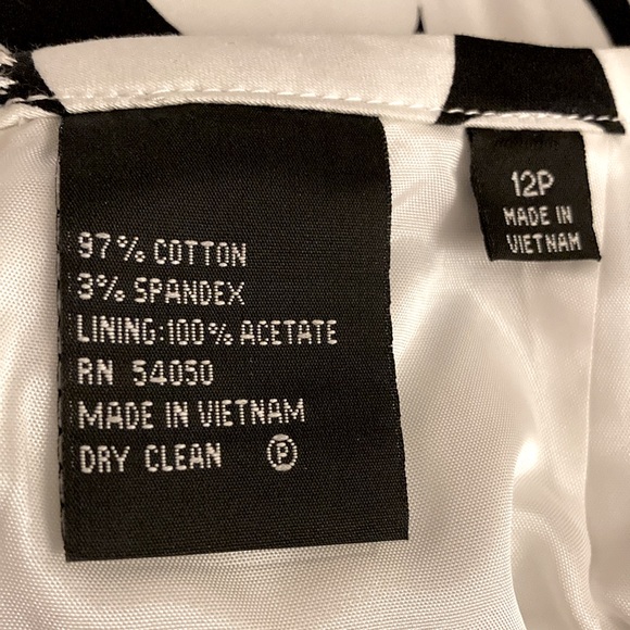NWOT - Kasper White & Black Large Polka Dot Fully Lined Straight Skirt - Sz 12P - Picture 5 of 13